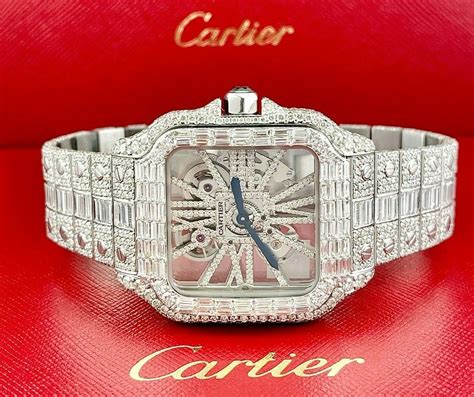 cartier skeleton watch price|cartier santos skeleton iced out.